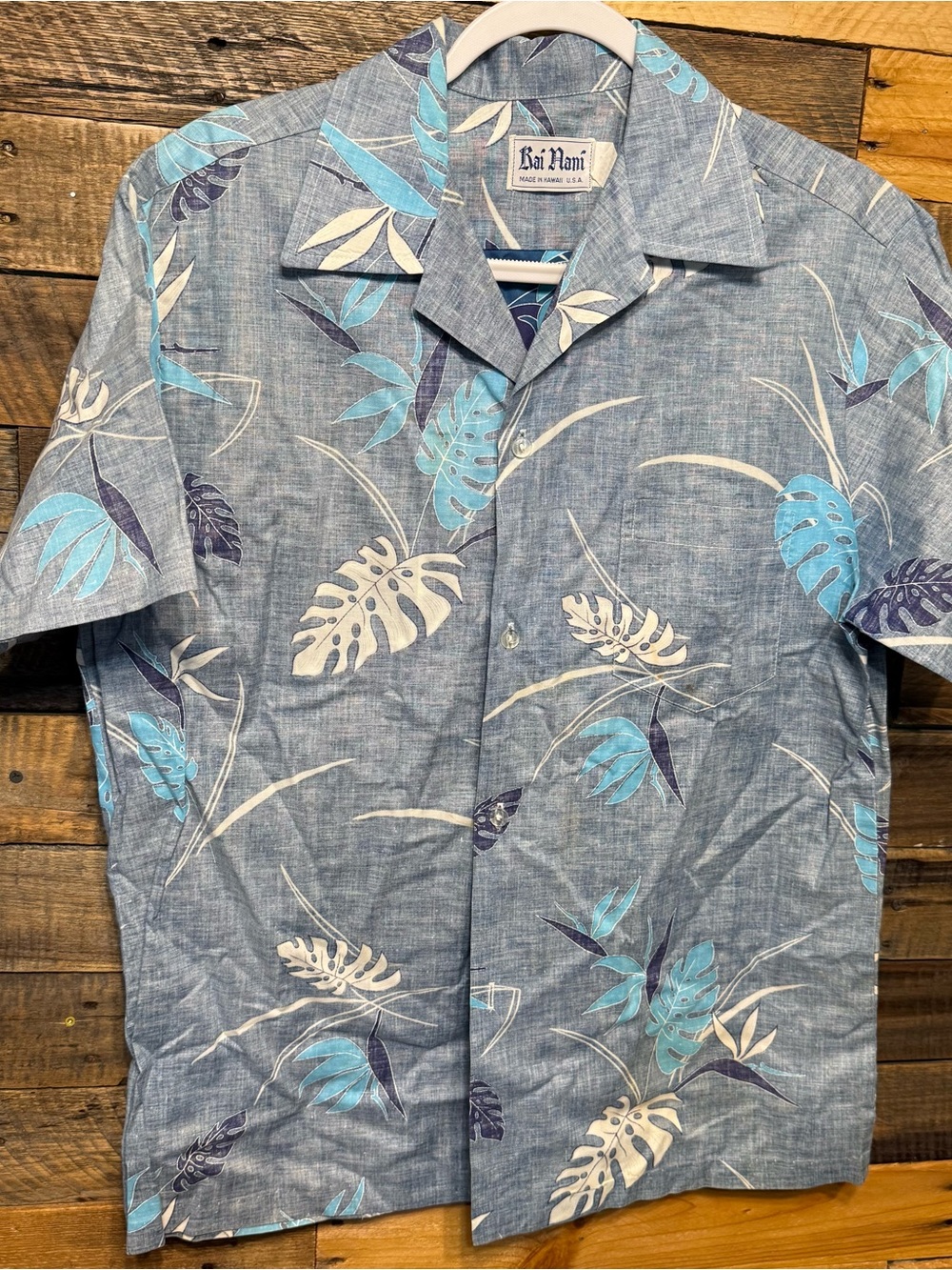 Rai Nani Hawaii Mens Large Surf Reverse Print Short Sleeve Button Shirt